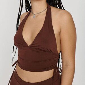 Garage Rebecca Side Ruched Halter Top